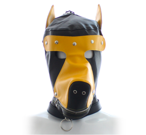 Mặt Nạ Đầu Sói BDSM Da PU Đen Khóa Miệng Kích Thích Mạnh